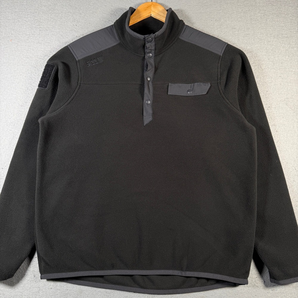 5.11 Tactical Snap Fleece Pullover Sweatshirt Black Snap Neck Men's Size‎ Medium